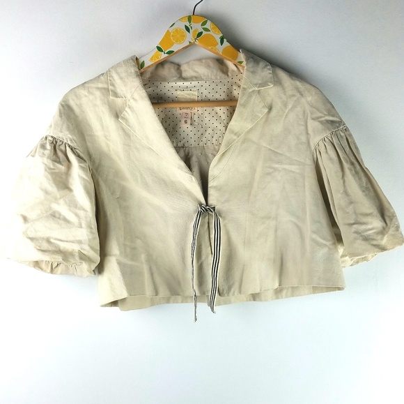 Anthropologie Jackets & Blazers - Anthro Elevenses 8 Linen Cropped Blazer